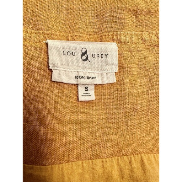 Lou & Grey Women's Blouson Mustard Yellow Tank Dress Linen Cotton Scoop Neck S - Picture 11 of 14